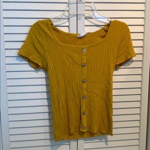 Mustard button down top